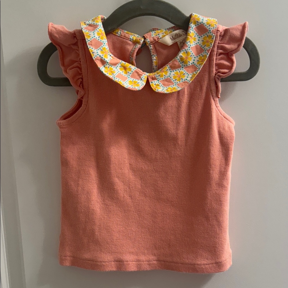 Matilda Jane Coral Top with Floral Accents